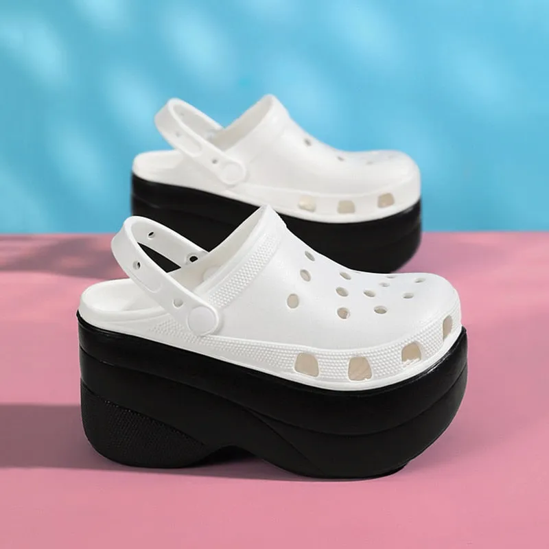 Amozae-Back to college Summer Women Clogs Quick Dry Wedges Platform Garden Shoes Beach Sandals Home Slippers Thick Sole Increased Flip Flops For Women