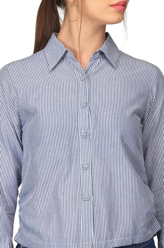 BLUE FLOUNCE SHIRT FOR WOMEN