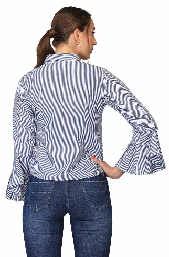 BLUE FLOUNCE SHIRT FOR WOMEN