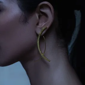Crescent Design Women Earrings | Gold Finished Brass | Chic & Smart Wear