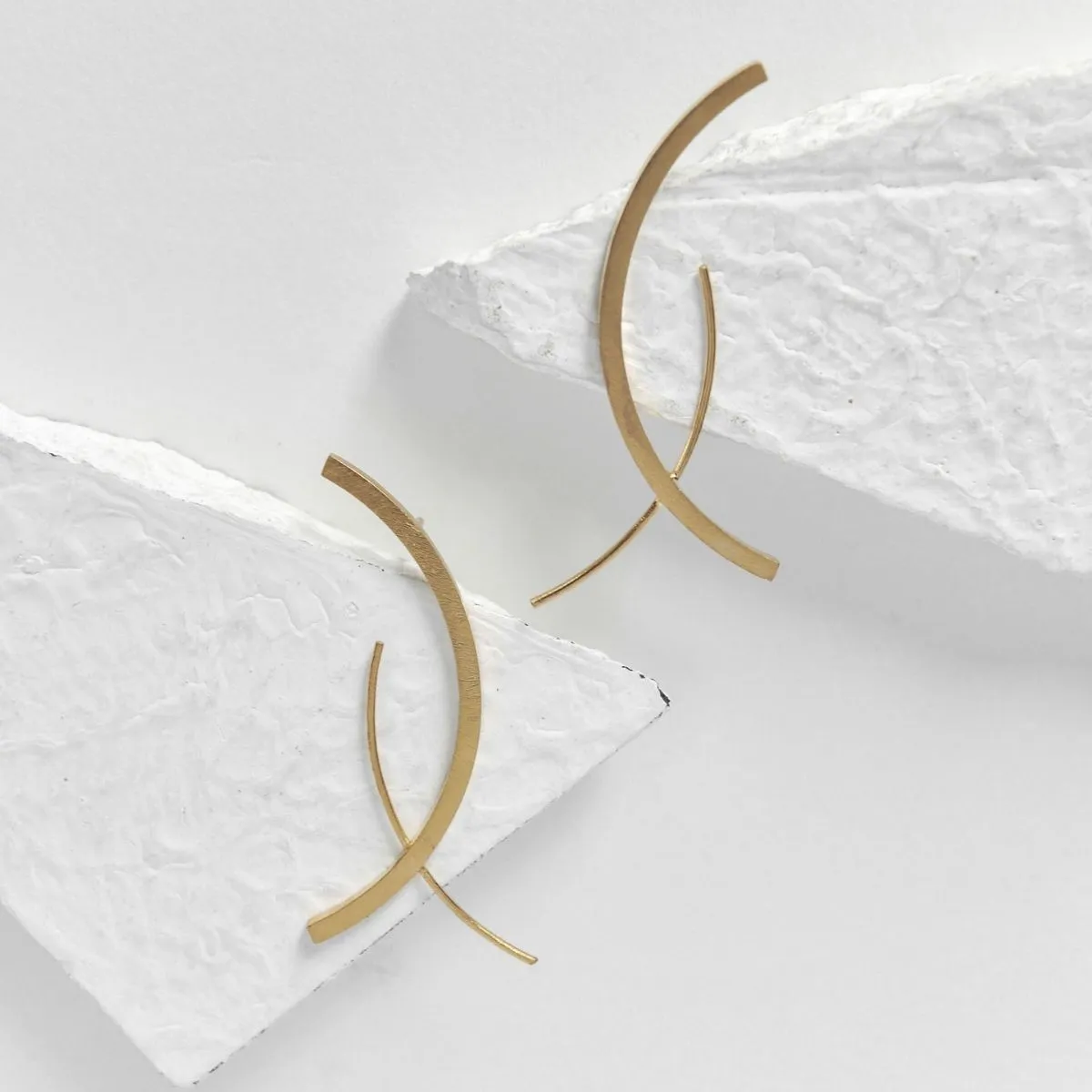 Crescent Design Women Earrings | Gold Finished Brass | Chic & Smart Wear