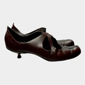 Cydwoq Mary Jane Pumps Heels Handmade USA 7.5 Burgundy Leather
