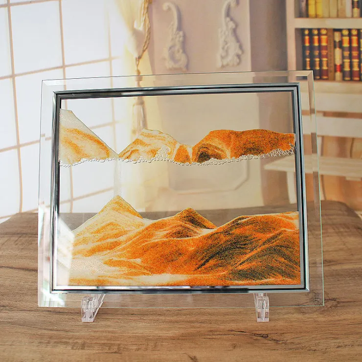 Glass dynamic quicksand frame hourglass