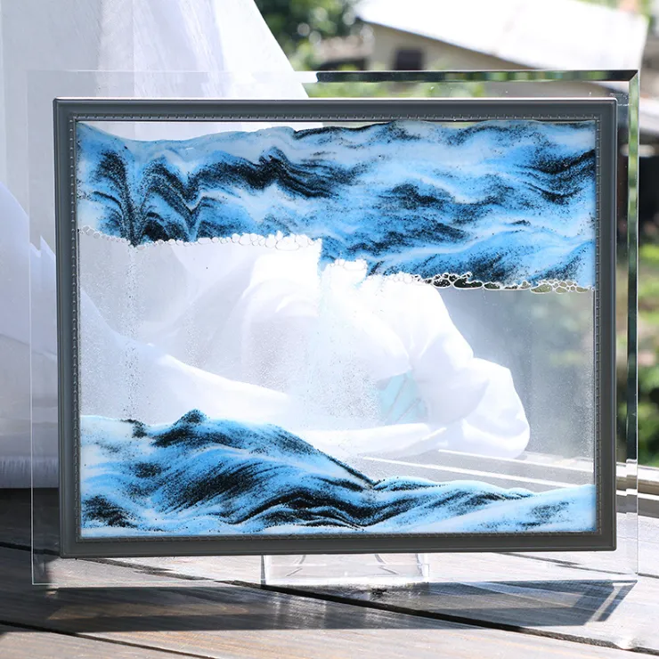 Glass dynamic quicksand frame hourglass