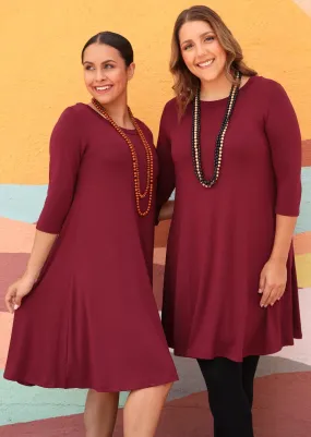 Half Sleeve Jersey Dress Maroon