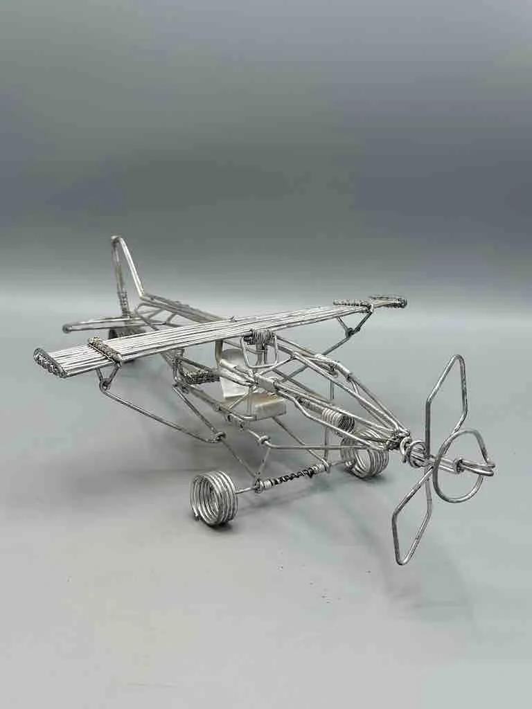 Large African Recycled Wire Toy Single Propellor Airplane - Niger