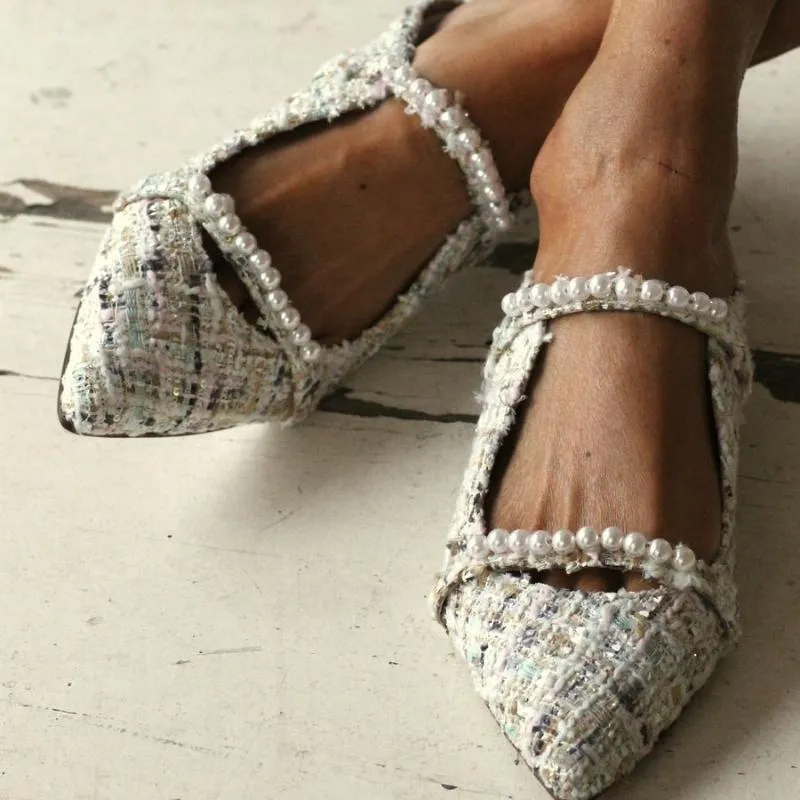 Pearls Leather flats