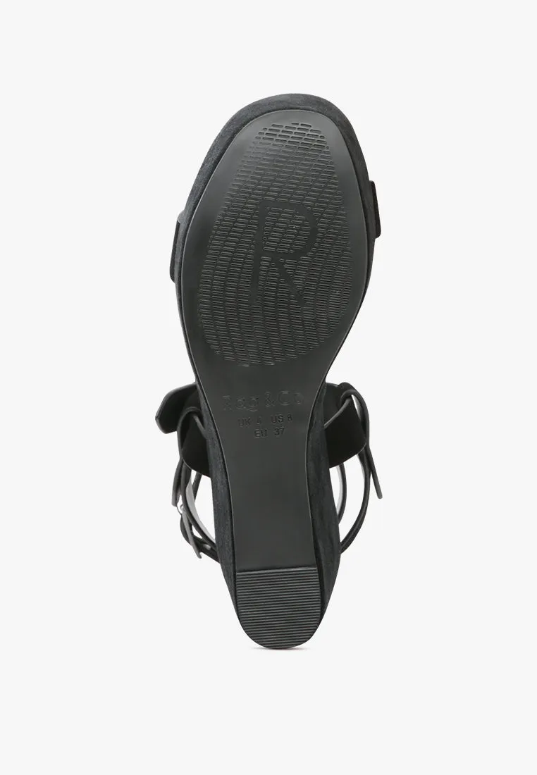 PORTIA Leather Wedge Sandal in Black