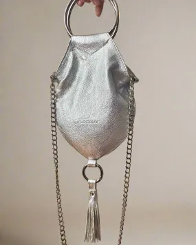 REVERSIBLE EVENT BAG/ WHITE-SILVER