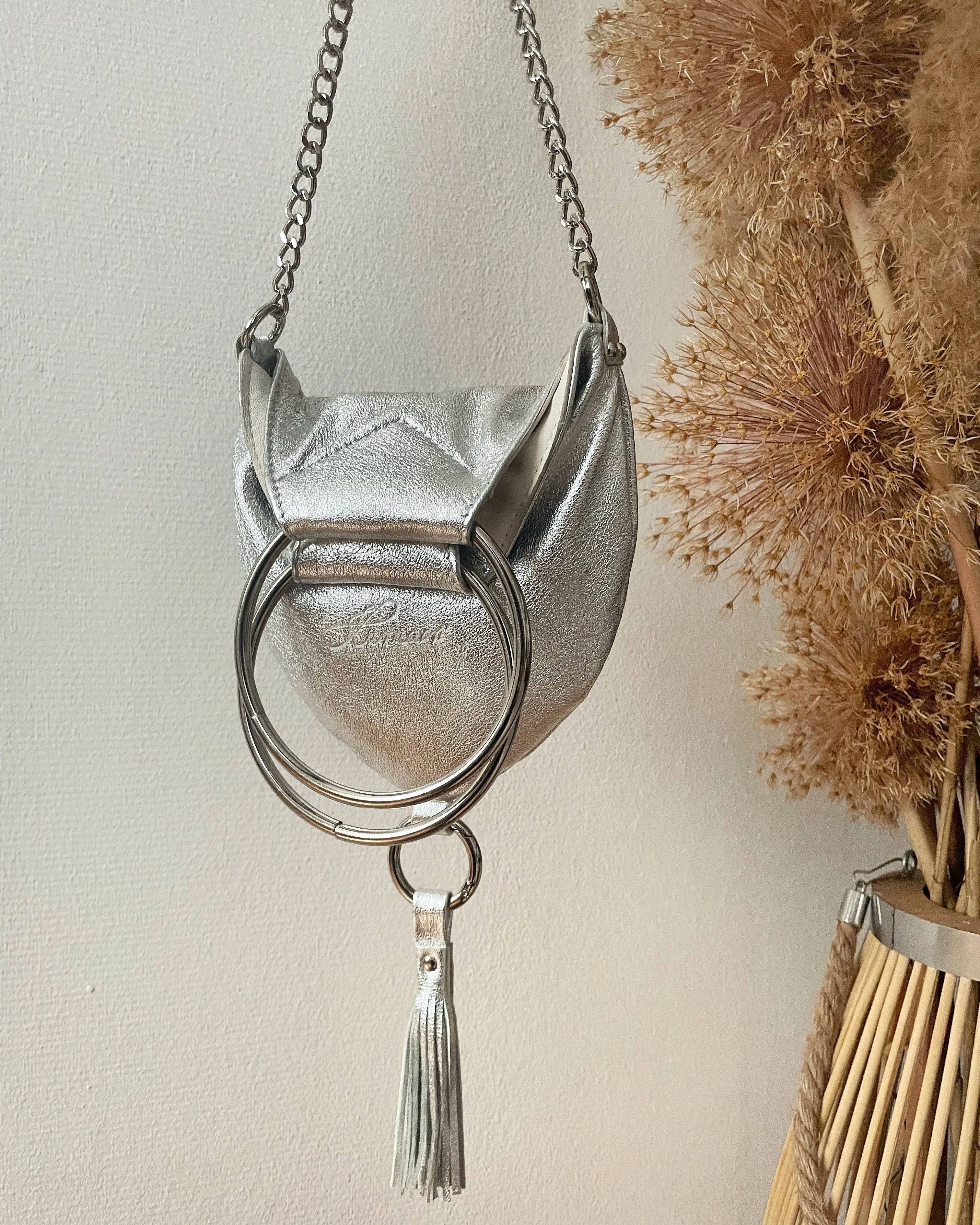 REVERSIBLE EVENT BAG/ WHITE-SILVER