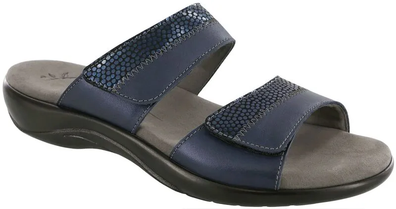 SAS Nudu Slide Leather Sandal - Navy