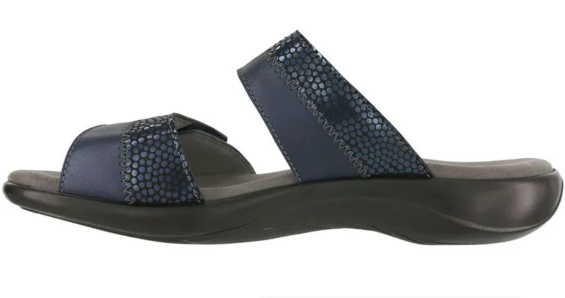 SAS Nudu Slide Leather Sandal - Navy