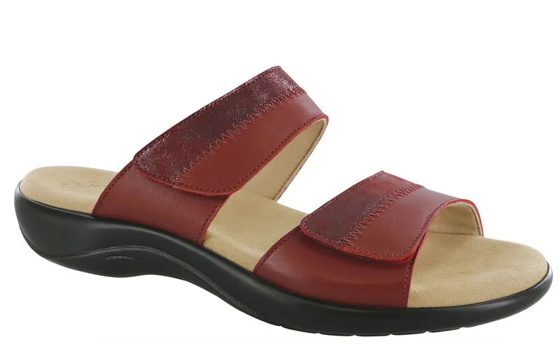 SAS Nudu Slide Leather Sandal - Ruby/Cabernet