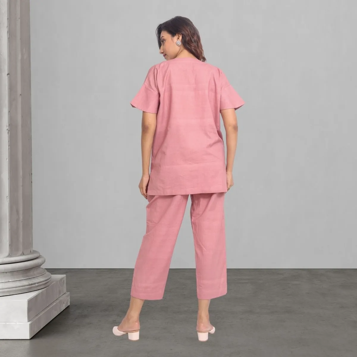 Sea Pink/Peach Co-ord Set Of Short Kurti And Pant For Women | Smart Wear