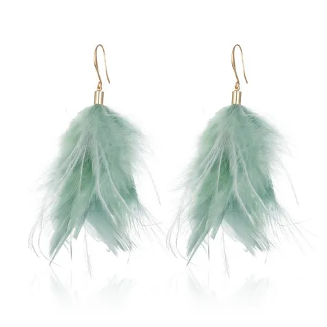 TID | Feather Dangles Earrings Light Green