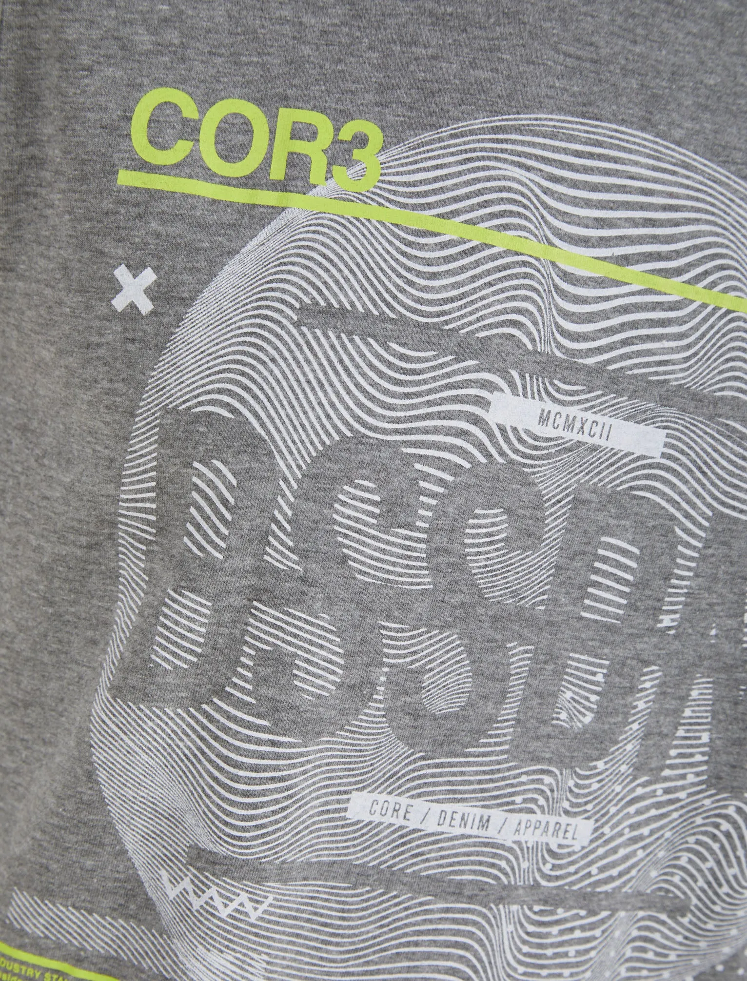 Waves Motif Cotton Jersey T-Shirt In Mid Grey Marl - Dissident