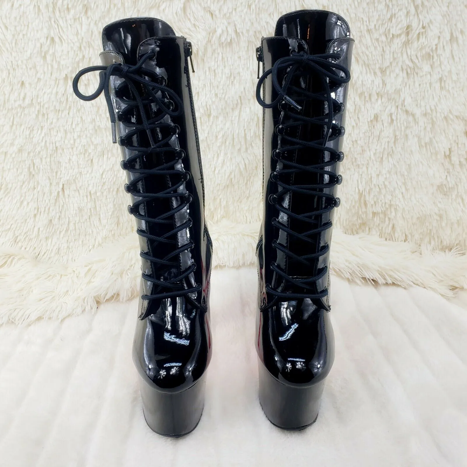 Xtreme 1020TT Black Patent UV Neon Pink Platform Ankle Boot 8" High Heels Shoes NY