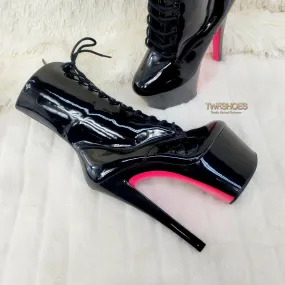 Xtreme 1020TT Black Patent UV Neon Pink Platform Ankle Boot 8" High Heels Shoes NY
